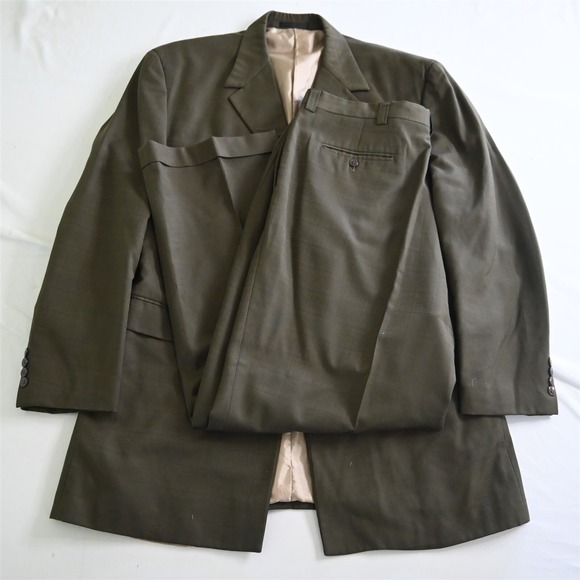 Stacy Adams 48L 38x32 Brown Check Mens Jacket Pants Suit